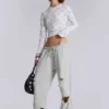 Cleo Jogginghose mit Bootcut-Schnitt und Used-Look