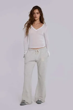 Cleo Slouchy Bootcut Jogger in Grau meliert