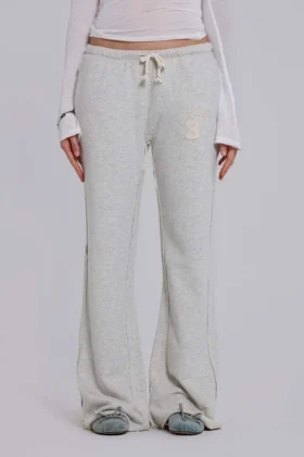 Cleo Slouchy Bootcut Jogger in Grau meliert