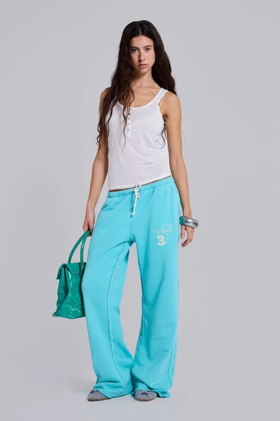Cleo Slouchy Bootcut Jogger in Türkis