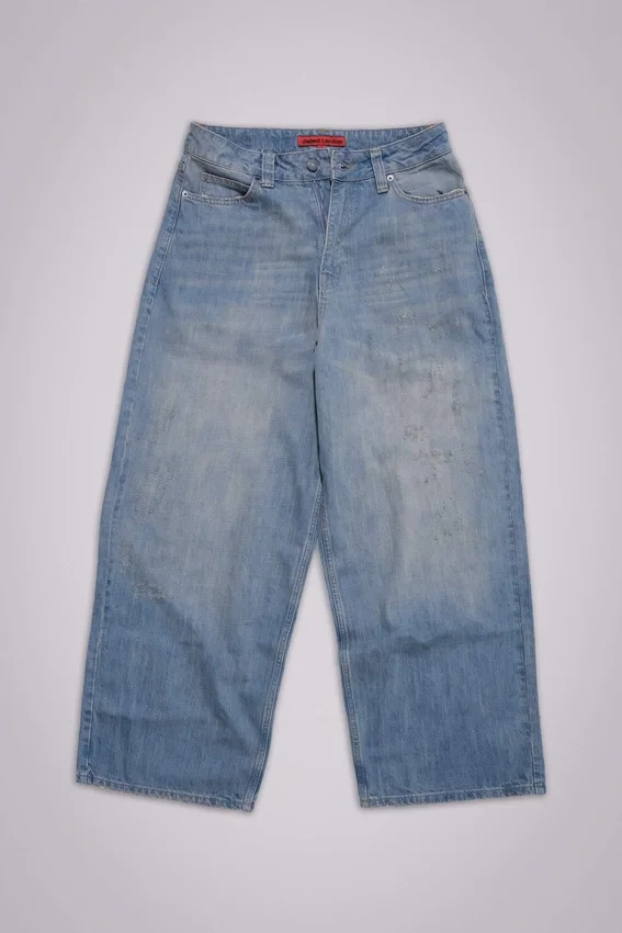 Colossus Jeans in heller Waschung, XL, Slub-Optik