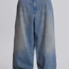 Colossus Jeans in heller Waschung, XL, Slub-Optik