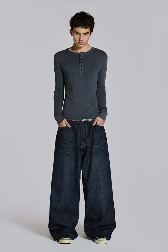 Colossus Jeans in Indigo mit Bügelfalten, Größe XL