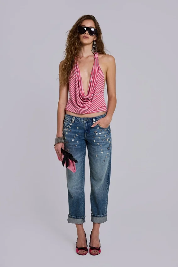 Cooper Crop-Jeans mit Verzierungen