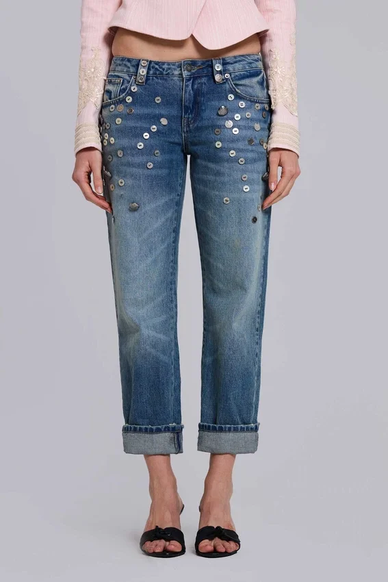 Cooper Crop-Jeans mit Verzierungen
