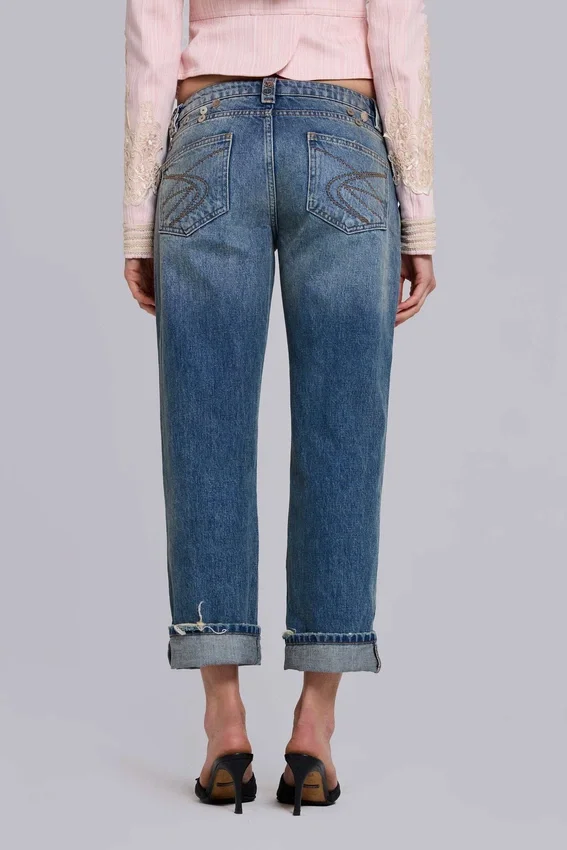 Cooper Crop-Jeans mit Verzierungen