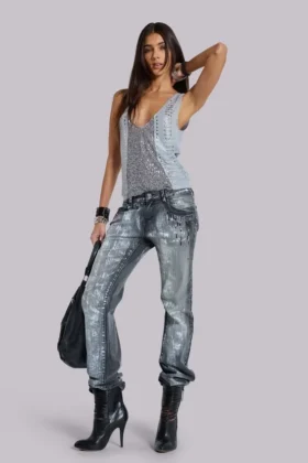 Cooper-Jeans mit Pailletten und Bootcut-Schnitt