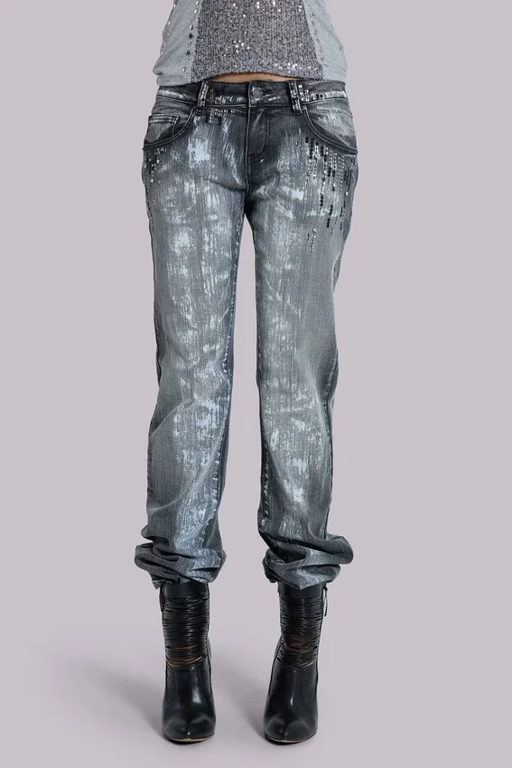 Cooper-Jeans mit Pailletten und Bootcut-Schnitt