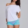 Deline-Mini-Shorts aus Spitze in Türkis