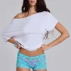 Deline-Mini-Shorts aus Spitze in Türkis
