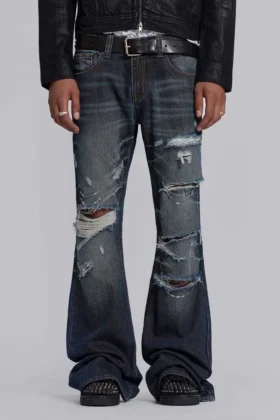 Cross Chain Blue Drift Bootcut-Jeans
