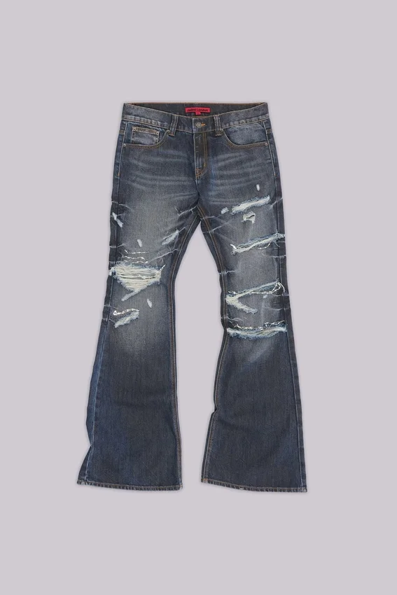 Cross Chain Blue Drift Bootcut-Jeans