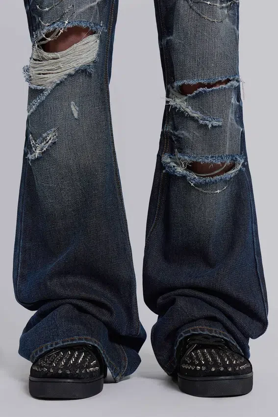 Cross Chain Blue Drift Bootcut-Jeans