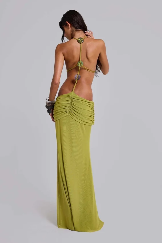 Darlyn – drapiertes, rückenfreies Maxikleid