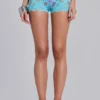 Deline-Mini-Shorts aus Spitze in Türkis
