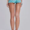Deline-Mini-Shorts aus Spitze in Türkis