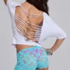 Deline-Mini-Shorts aus Spitze in Türkis