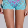 Deline-Mini-Shorts aus Spitze in Türkis