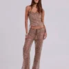 Deva-Strickhose mit Pailletten in Sand
