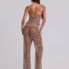 Deva-Strickhose mit Pailletten in Sand