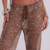 Deva-Strickhose mit Pailletten in Sand