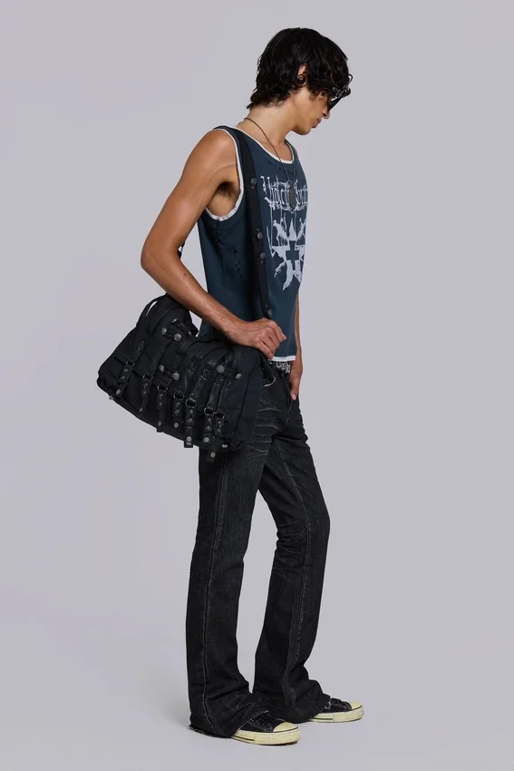 Drummer beschichtete Denim-Umhängetasche