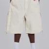 Ecru Parachute Cargo-Baggy-Shorts