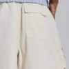 Ecru Parachute Cargo-Baggy-Shorts