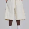 Ecru Parachute Cargo-Baggy-Shorts