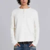 Ecru Waffle Henley-Oberteil