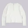 Ecru Waffle Henley-Oberteil
