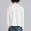 Ecru Waffle Henley-Oberteil