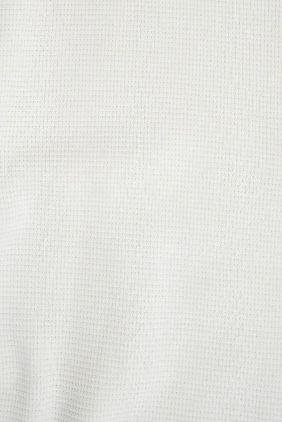 Ecru Waffle Henley-Oberteil