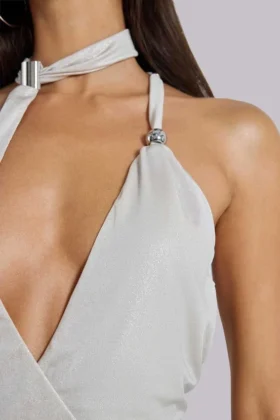 Eder Metallic-Oberteil mit asymmetrischem Schnitt