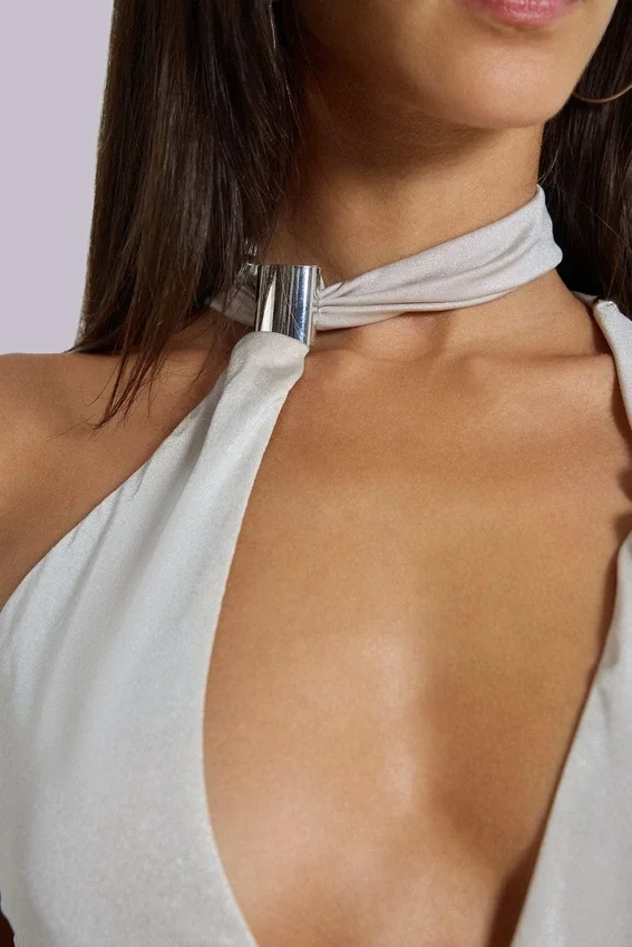 Eder Metallic-Oberteil mit asymmetrischem Schnitt