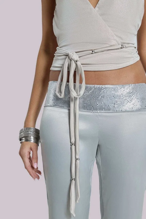 Eder Metallic-Oberteil mit asymmetrischem Schnitt
