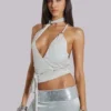 Eder Metallic-Oberteil mit asymmetrischem Schnitt