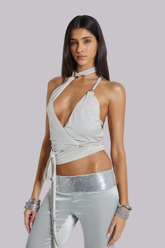 Eder Metallic-Oberteil mit asymmetrischem Schnitt
