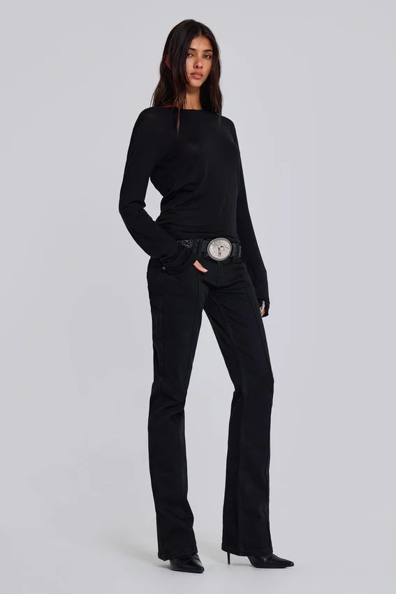 Einfarbige schwarze Thirteen-Jeans