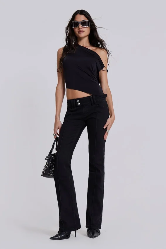 Einfarbige schwarze Thirteen-Jeans