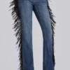El Topo Bootcut-Jeans mit Fransen in blauer Waschung