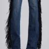 El Topo Bootcut-Jeans mit Fransen in blauer Waschung