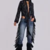 El Topo Bootcut-Jeans mit Fransen in blauer Waschung