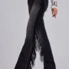 El Topo Fringe Bootcut-Jeans in schwarzer Waschung