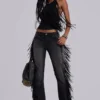 El Topo Fringe Bootcut-Jeans in schwarzer Waschung