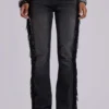 El Topo Fringe Bootcut-Jeans in schwarzer Waschung