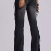 El Topo Fringe Bootcut-Jeans in schwarzer Waschung