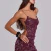 Ellora Mini-Kleid mit Verzierungen in Weinrot