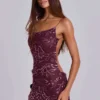 Ellora Mini-Kleid mit Verzierungen in Weinrot
