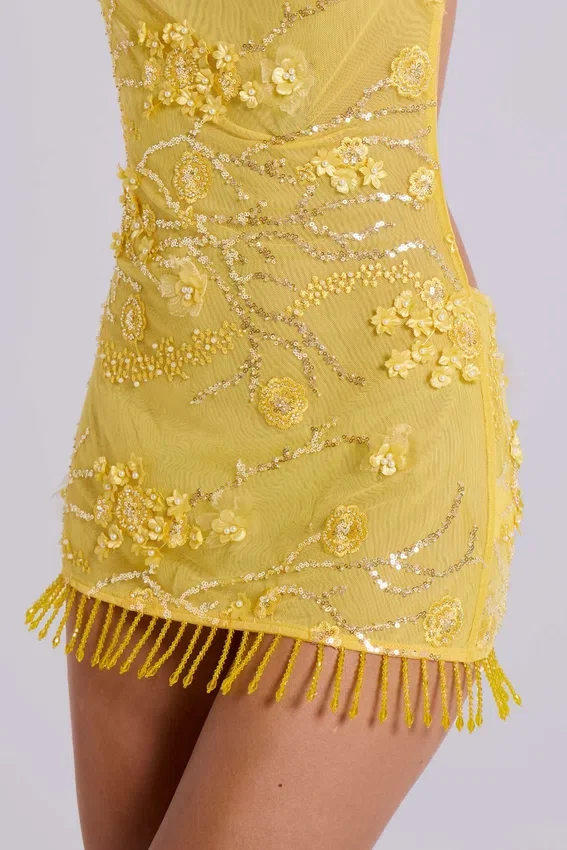 Ellora verziertes Minikleid in Solar
